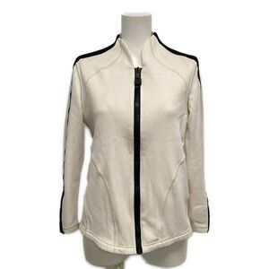 Chanel Jersey Size 40 M Women's Sports Line P23615 White X Black Long Sleeve